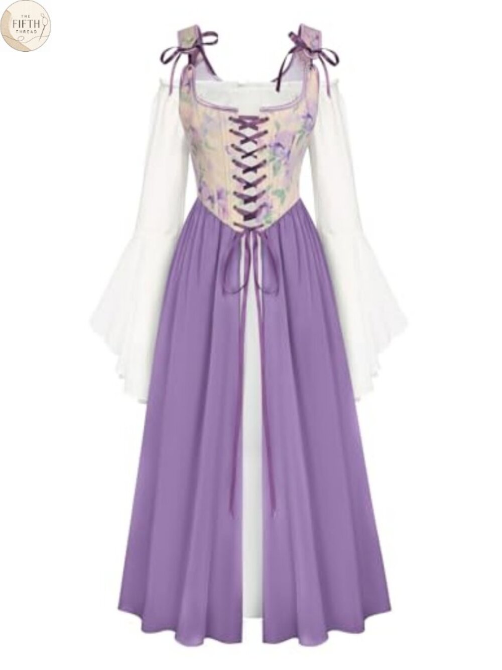 Renaissance Costume Bell Sleeve Medieval Fairy Dress Two-Piece Set